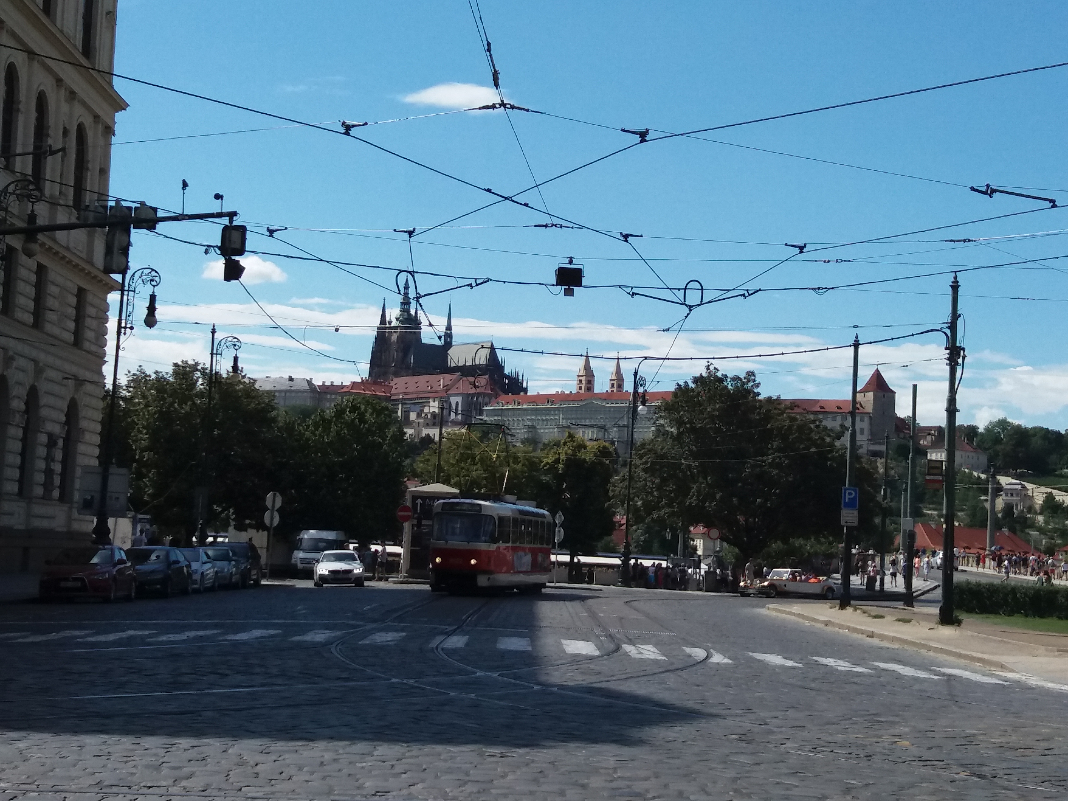 Prague castle in far